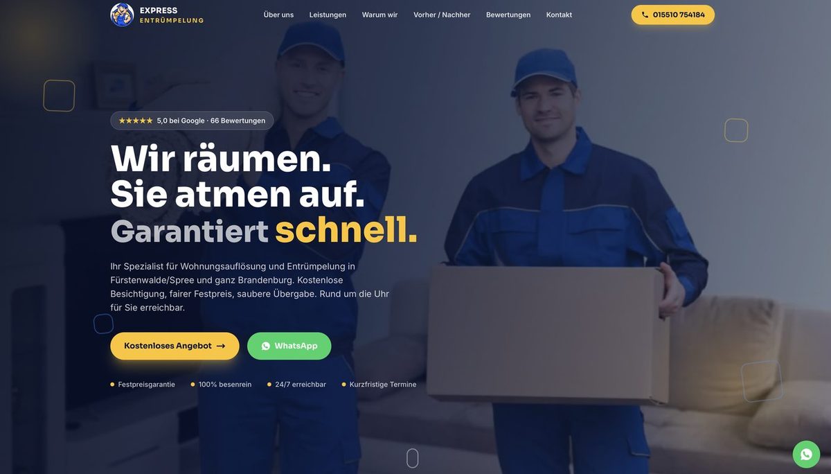 Kundenprojekt: Website der Express Entrümpelung in Fürstenwalde an der Spree